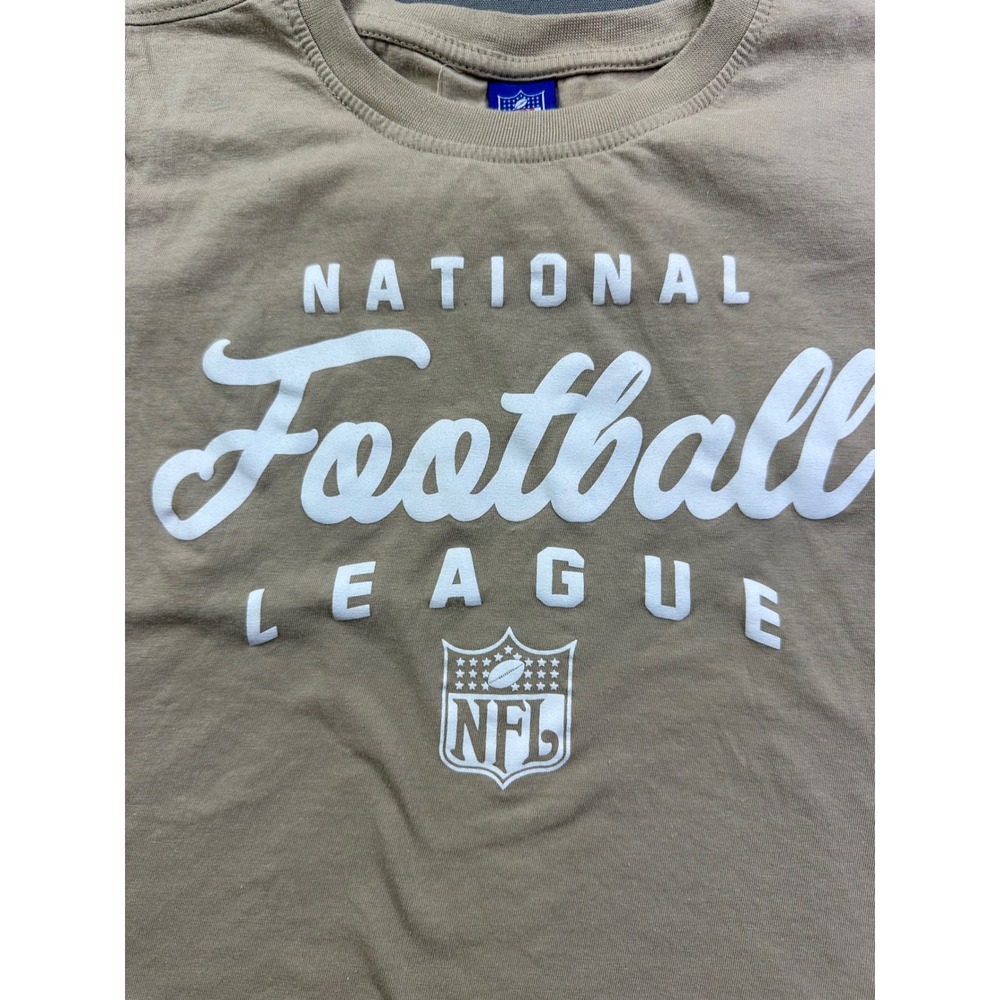 NFL National Football League Kids Tan Graphic‎ T-Shirt Size 8 Khaki Short Sleeve